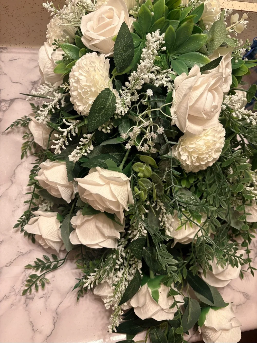 White and Green Silk Floral Bouquet/ bridal bouquet made by me
